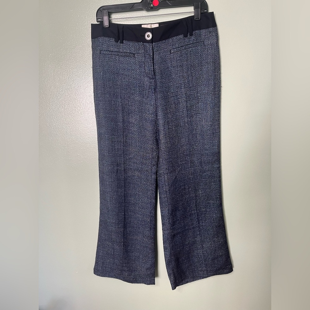 Elevenses Anthropology Brighton Black and BlueTweed Trousers Size 6Viscose blend